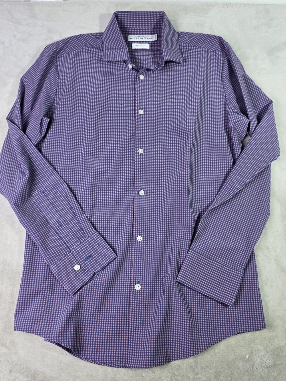 Lot Of 2 Mizzen Main Leward Meduim Trim Fit Long Sleeve Button Up Check - Picture 3 of 12